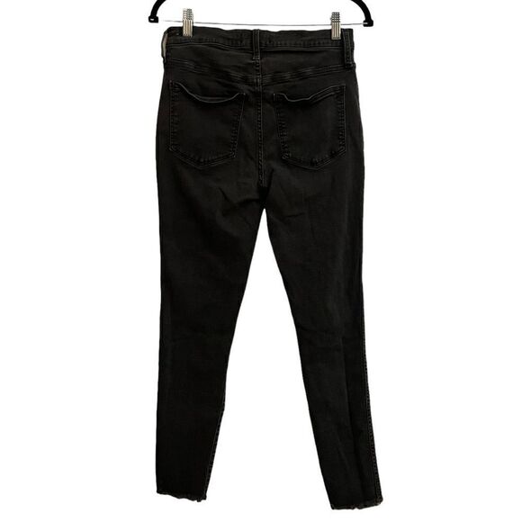 Madewell Charcoal Grey Button Fly 10” High Rise Stretch Skinny Raw Hem 28 - Picture 3 of 7